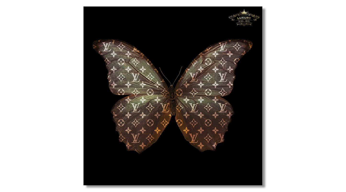 Louis Vuitton Butterfly (Earth) 100X100Cm / Aluminium Brown Posters Prenten En Visuele Kunstwerken