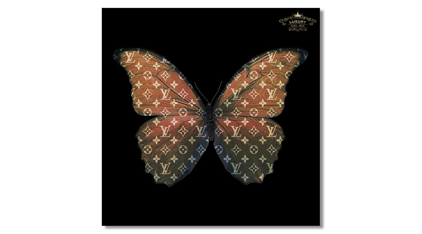 Louis Vuitton Butterfly (Earth) 100X100Cm / Aluminium Chestnut Posters Prenten En Visuele