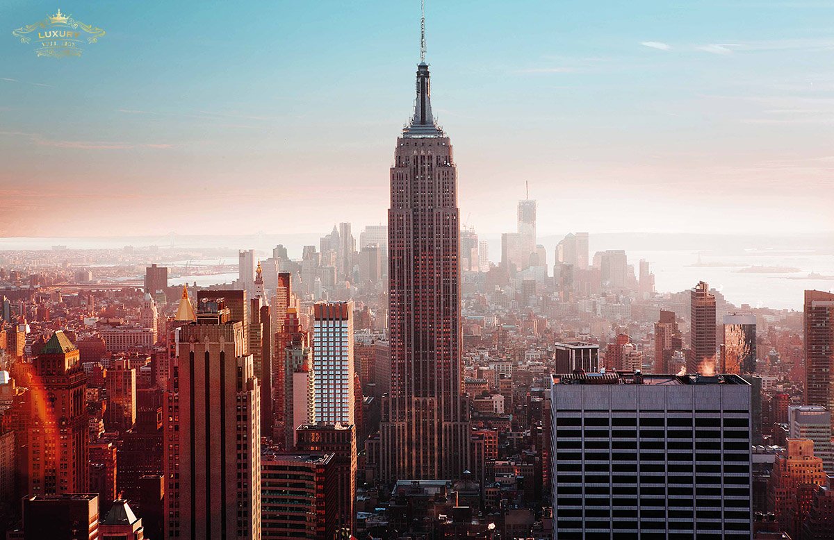 New York Skyline In The Morning Posters Prenten En Visuele Kunstwerken