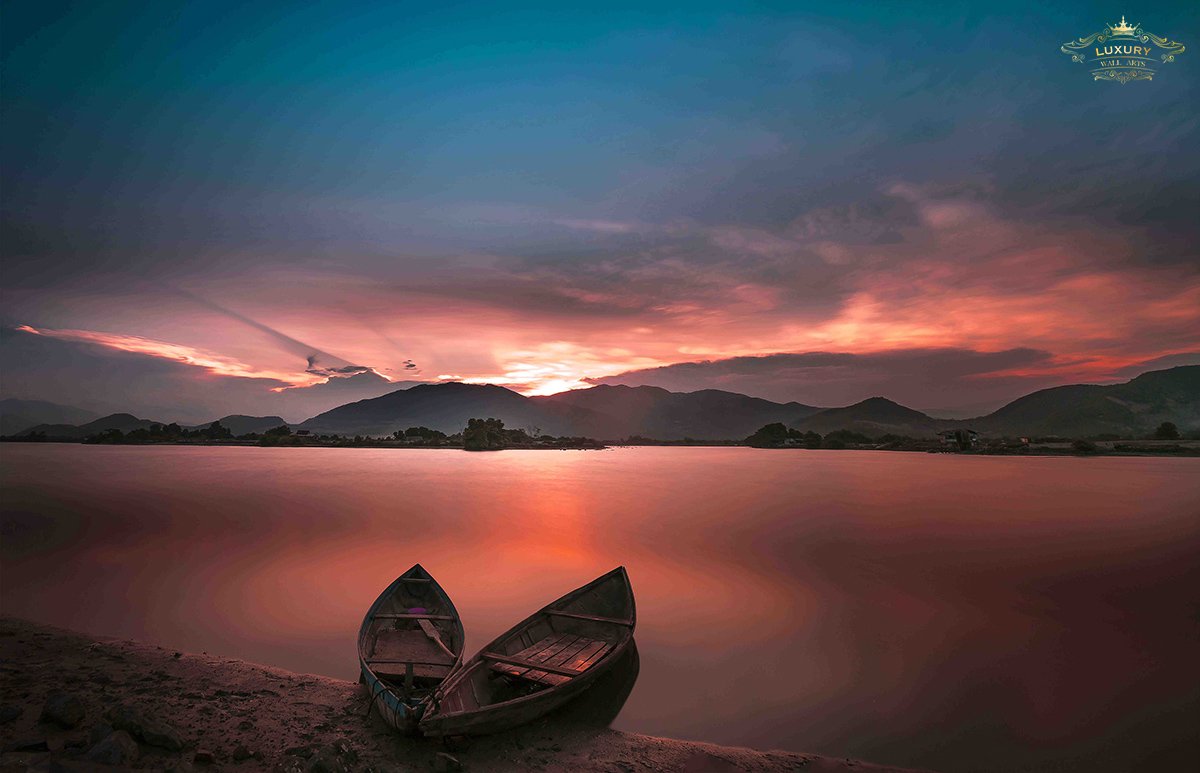 Sunset At The Lake Posters Prenten En Visuele Kunstwerken