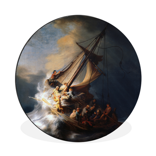 Muurcirkel De storm op het meer van Galilea - Rembrandt van Rijn - Aluminium