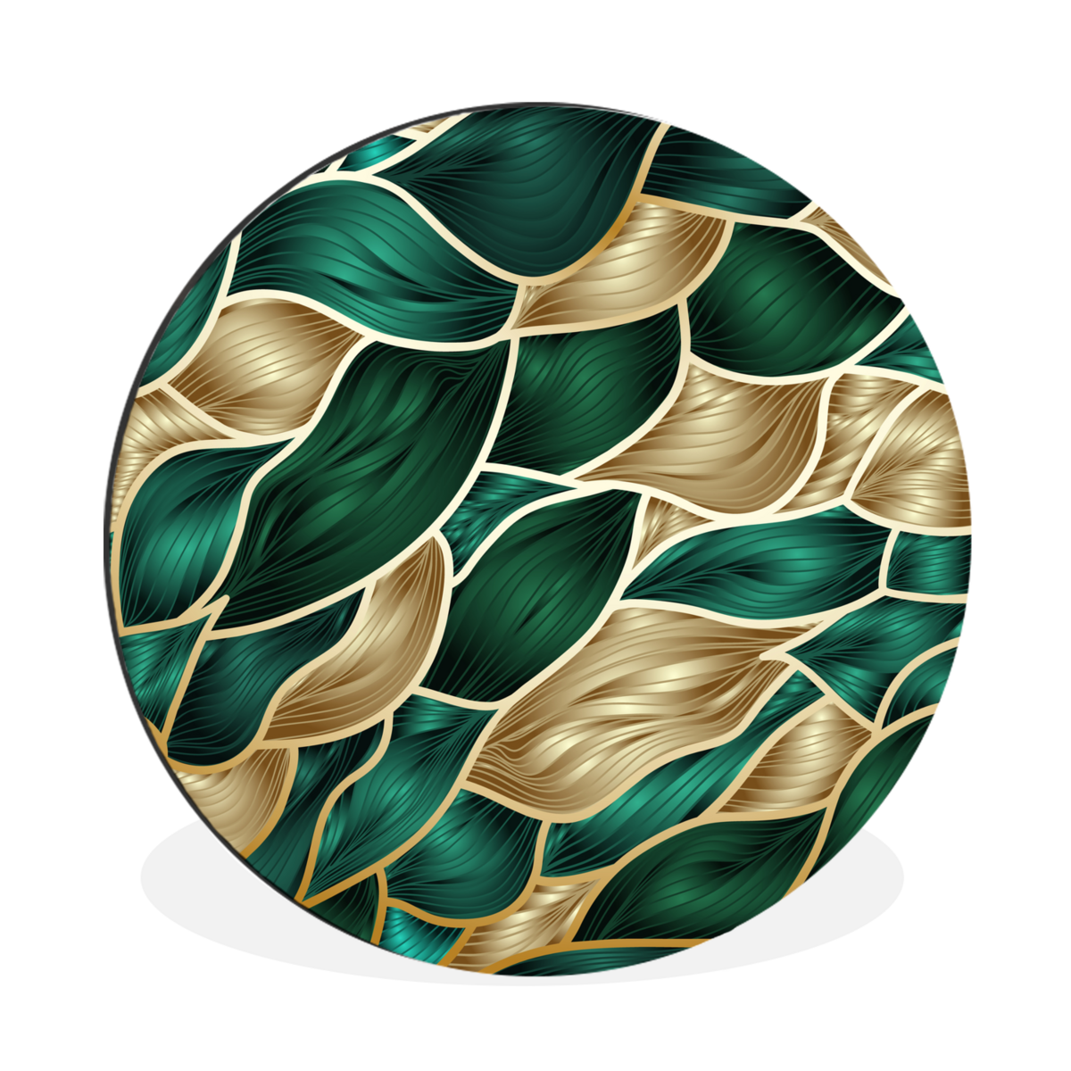 Muurcirkel Abstract - Groen - Goud
