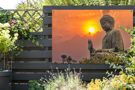 Tuinposter - Boeddha - Buddha - Spiritueel - Zonsondergang